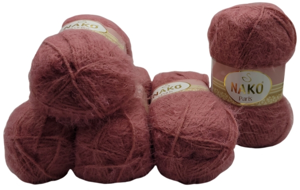 500g Nako Paris Strickwolle, 5 x 100 Gramm Strickgarn einfarbig mit Acryl und Polyamid